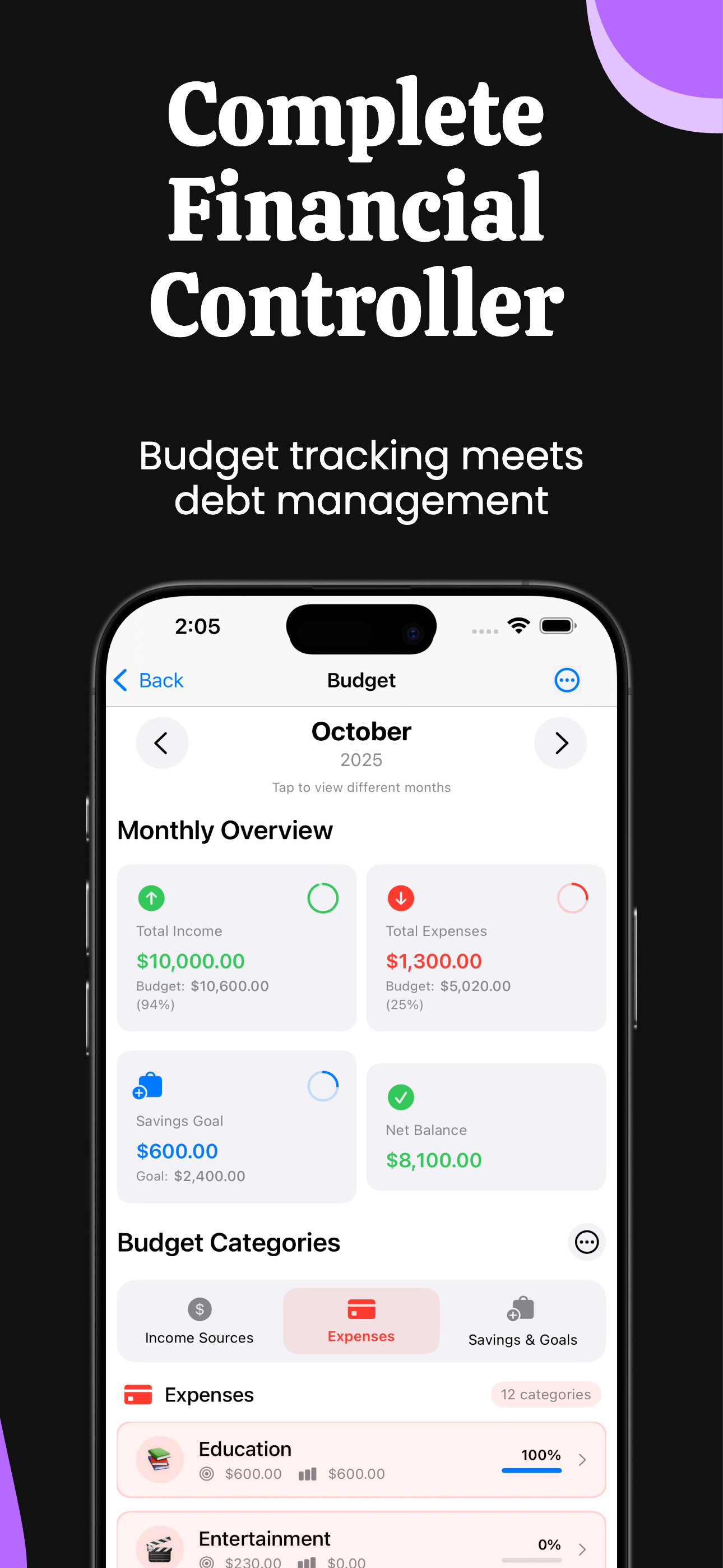 Budget Management - Track income and expenses