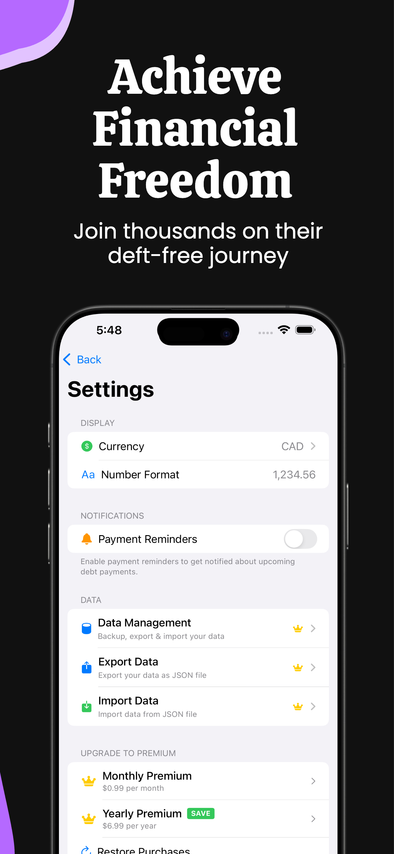 Settings - Customize your experience